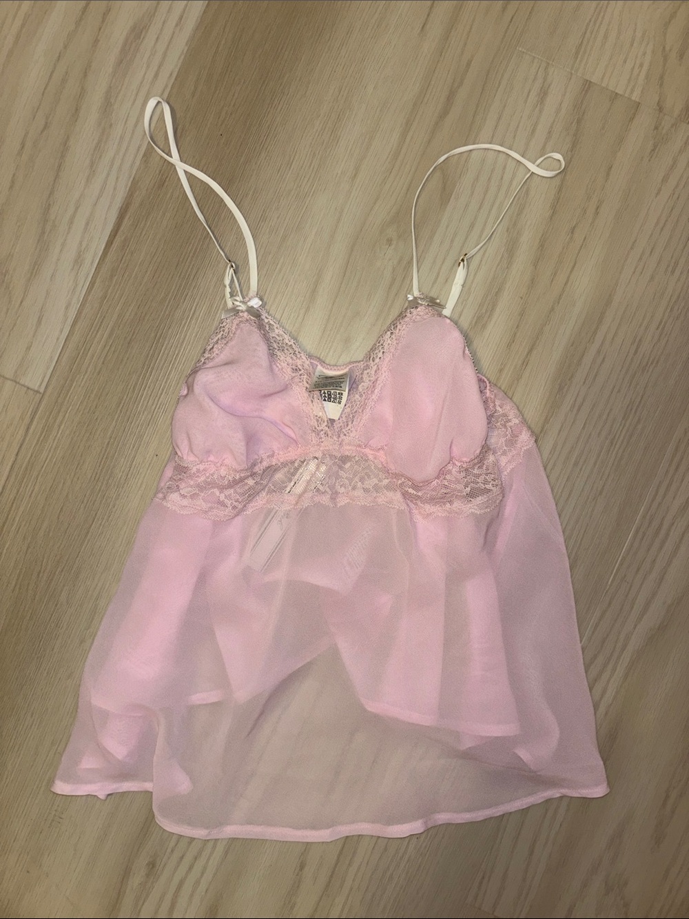 Frankie's Bikinis Sheer Lace Chemise in Light Pink